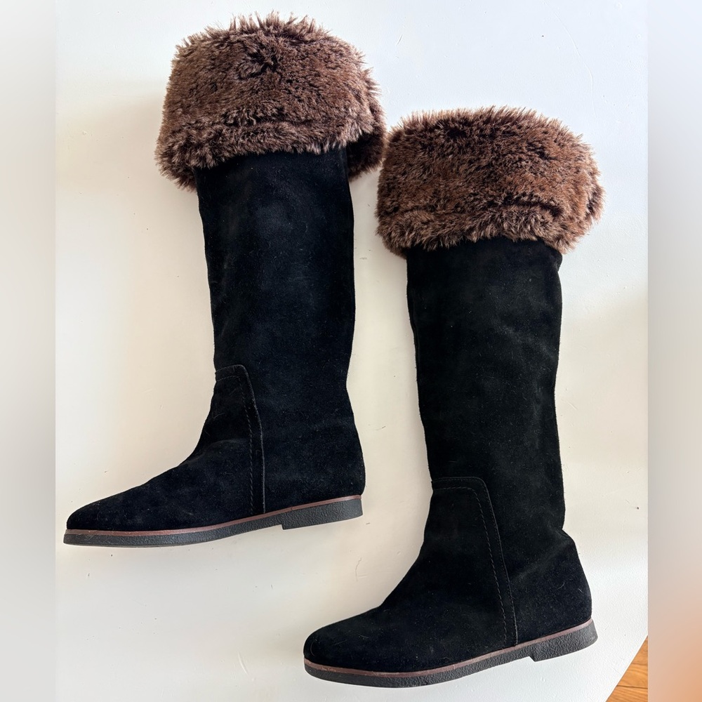 Sam Edelman black Suede with faux fur 6.5